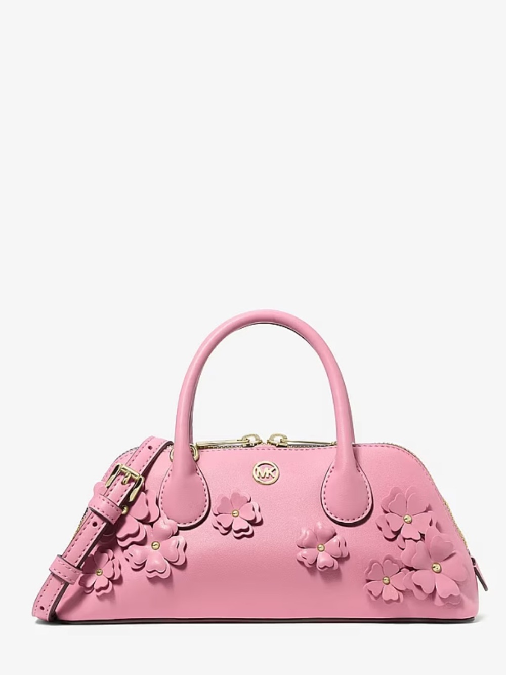 Michael Kors Pink Floral Embellished Petra Small Crossbody Satchel - Picture 6 of 8